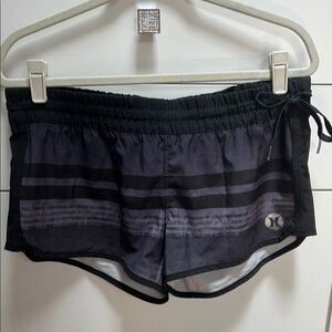 Hurley Athletic Shorts Black and Gray Gradient Design